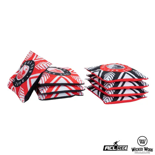 Red Zone Cornhole Bags - 1x4 Bags - 400gr Cornhole Bags Wicked Wood Games Black