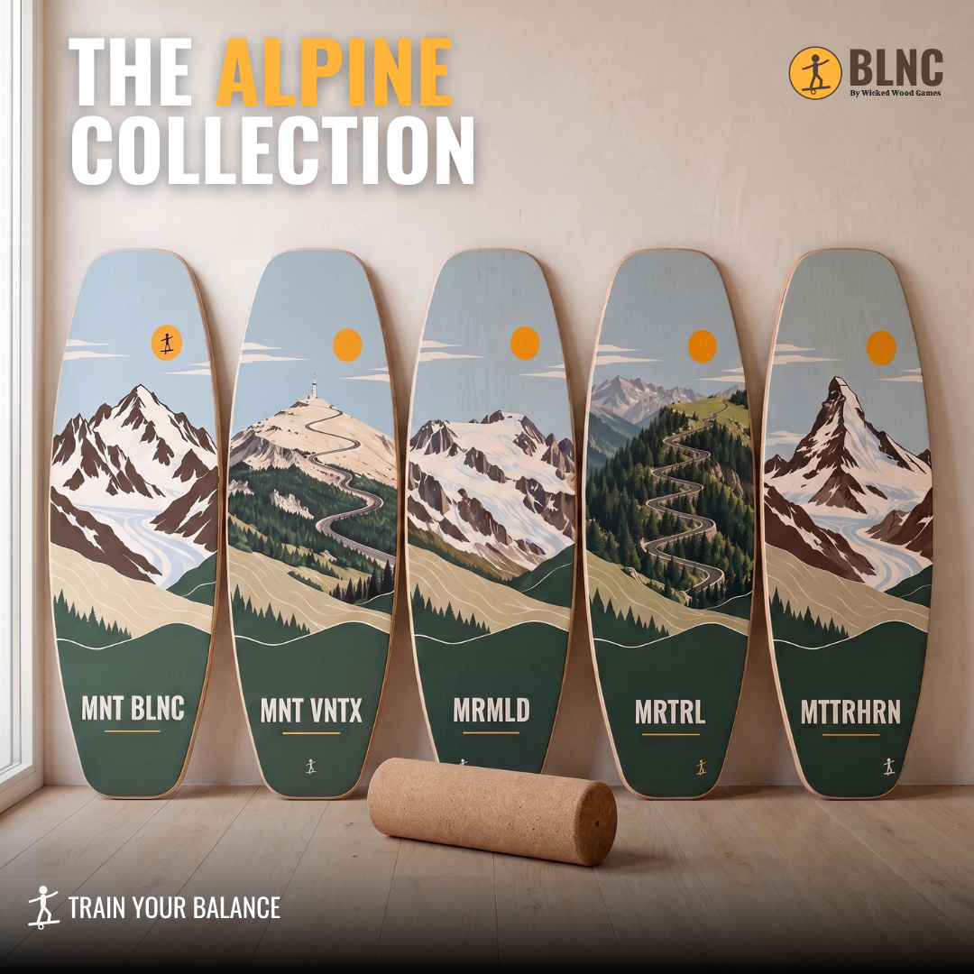 BLNC Balance Boards - ALPINE KOLLEKTION - Inkl. Roller und Board-Stopper