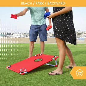 Cornhole Beach Set - 90x60cm - Red Zone - Inkl. 2x4 Cornhole Bags und Tragetasche Freizeit-Sets Wicked Wood Games