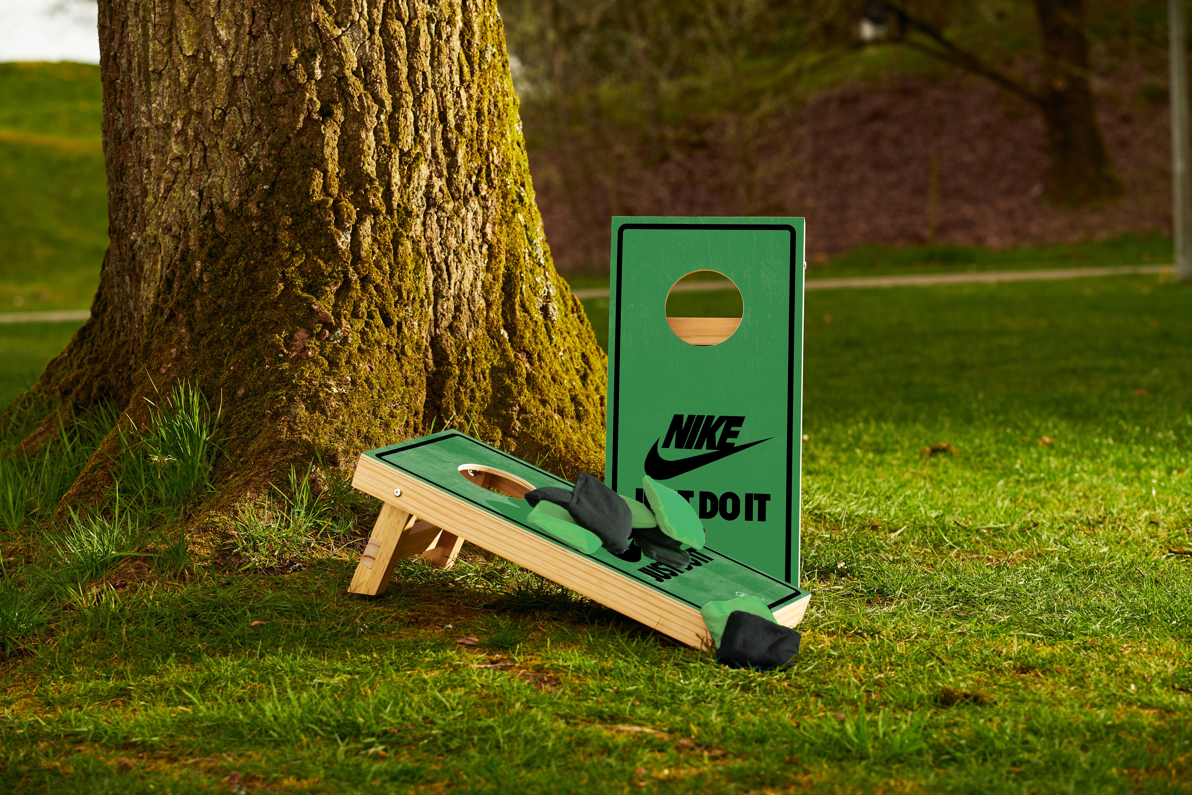 Cornhole-Set mit eigenem Design - Mini - Single Board Cornhole-Sets Wicked Wood Games