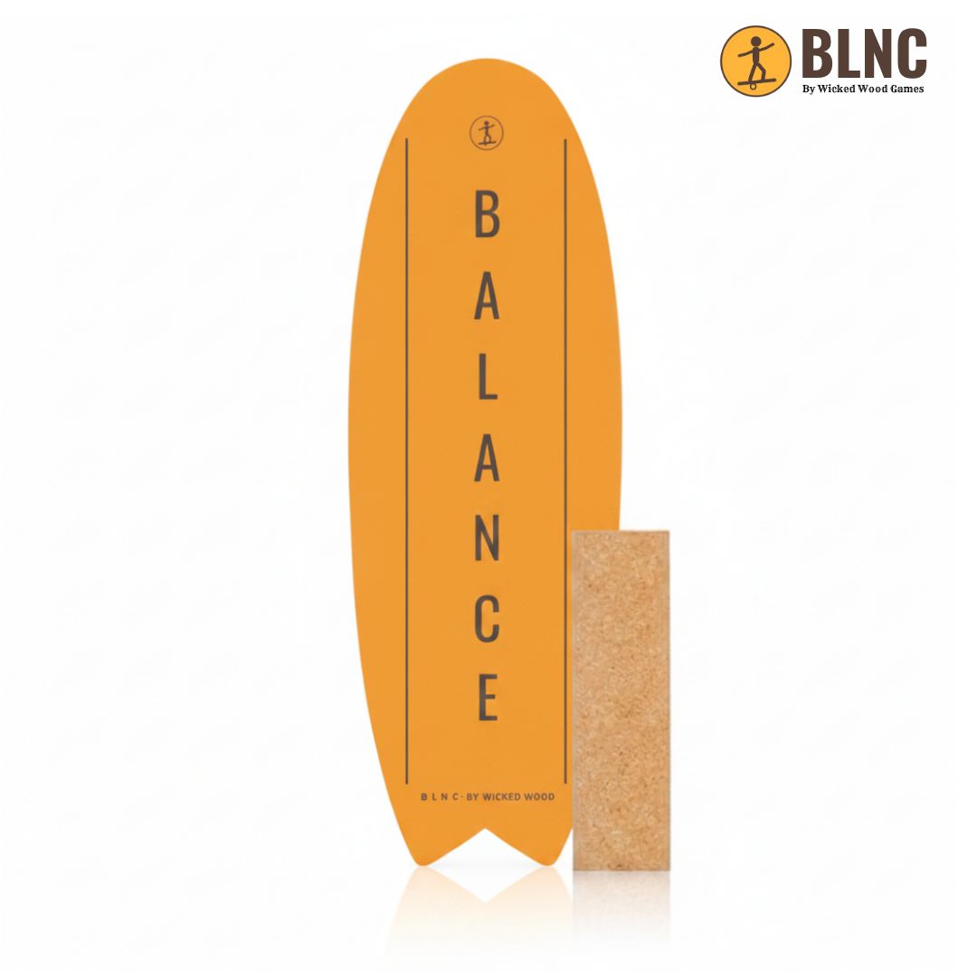 BLNC Balance Boards - SURF Style - Yellow - Incl Roller Balance Boards Wicked Wood Games