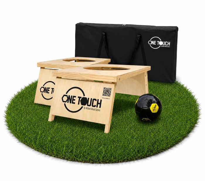 OneTouch Fussballspiel - Inkl. 2 boards / Premium Fussball / Tragetasche Cornhole-Sets Wicked Wood Games
